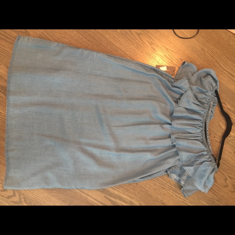 Tommy Hilfiger ruffled off the shoulder denim dress medium